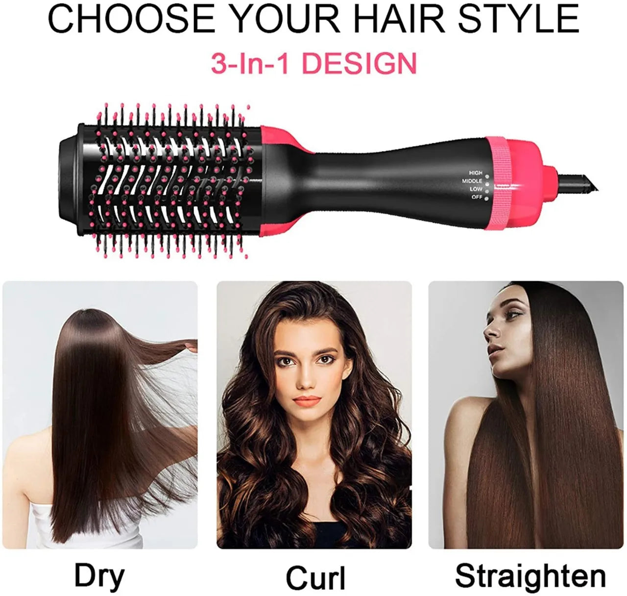 Hair Straightener Brush 3 in 1